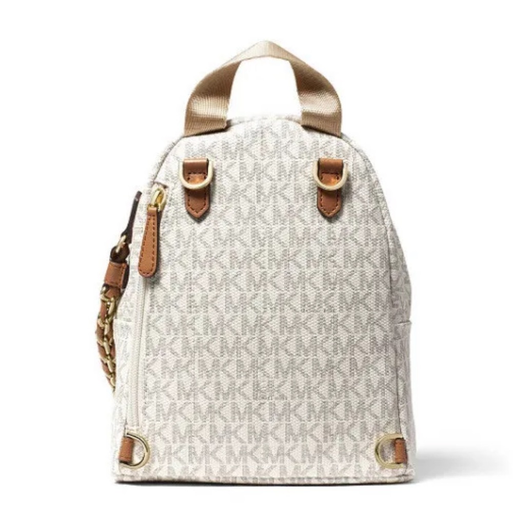 Michael Kors Slater Extra Small Convertible Messenger Vanilla/Acorn Backpack - Picture 3 of 4